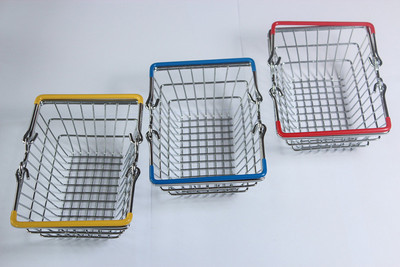 Creative Mini Supermarket Shopping Basket Toy Alloy Shopping Basket Model Creative Storage Small Fruit Basket Children's Gift