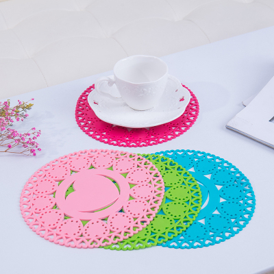 Round silicone placemat,five-star pattern table mat,heat proof,anti-skidding