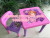0318 environmental plastic children's desk and chair cartoon desk writing desk color box toy table and chair.