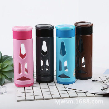 The new plastic glass double glass students cup gift cup.
