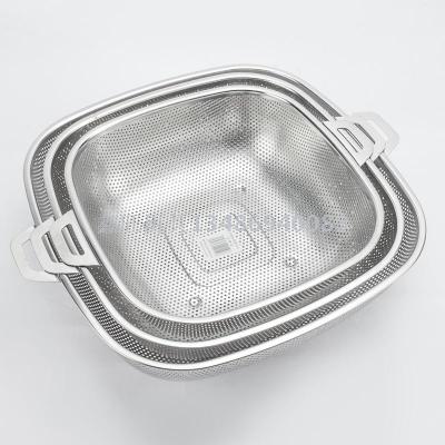 Stainless steel drain pan and thickened wash basket used to wash rice bowl of fruit.