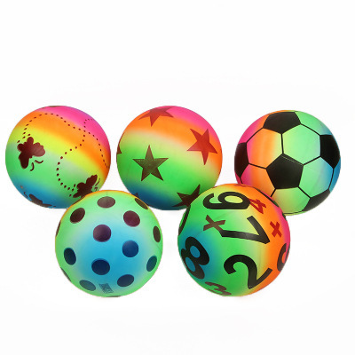 PVC Inflatable Children's Toy Ball World Cup Beach Rainbow Ball Colorful Ball Seven Color Ball Smiling Face Cartoon