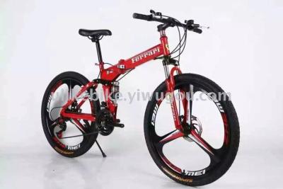 Bike 26 \"21 speed ferrari three knife folding mountain bike high carbon steel frame bicycle factory direct sales