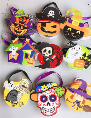 Halloween paper bag decoration cardboard DIY pumpkin bag tote bag Non-woven pumpkin bag gift candy bag