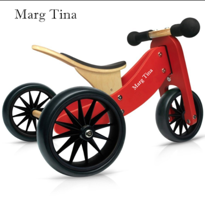 Wooden Bike Convertible No Pedal Balance Trike for Kids and Push Bike