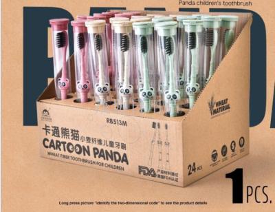 Wheat Cartoon Panda Soft-Bristle Toothbrush Bamboo Charcoal Environmental Protection Children's Toothbrush Cute Portable