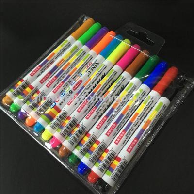 12 color thin white marker pen children's brush water easy to wipe PVC bag.