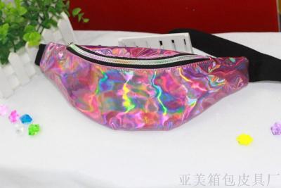  laser rainbow color waist bag women's messenger bag sports running multi-functional collection of silver boobs.