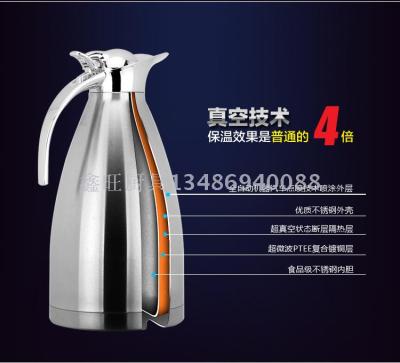 Stainless steel thermos kettle coffee pot stainless steel vacuum thermos thermos flask open water bottle.