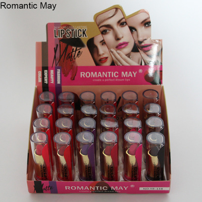 Romantic May New Matte Lipstick 12-Color Leaf Lipstick Lasting Discoloration Resistant