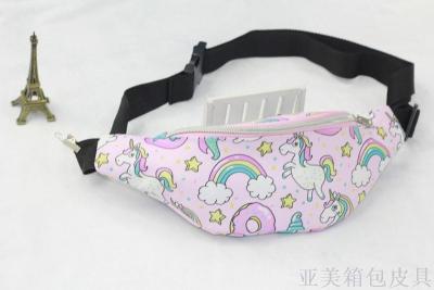 Digital unicorn rainbow color bag women's messenger bag sports running multi-functional collection of silver boobs.