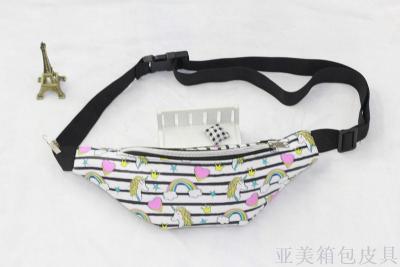 Digital unicorn rainbow color bag women's messenger bag sports running multi-functional collection of silver boobs.