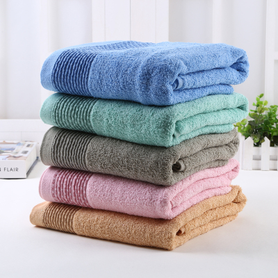 Pure cotton adult towel low quality color bath towel.