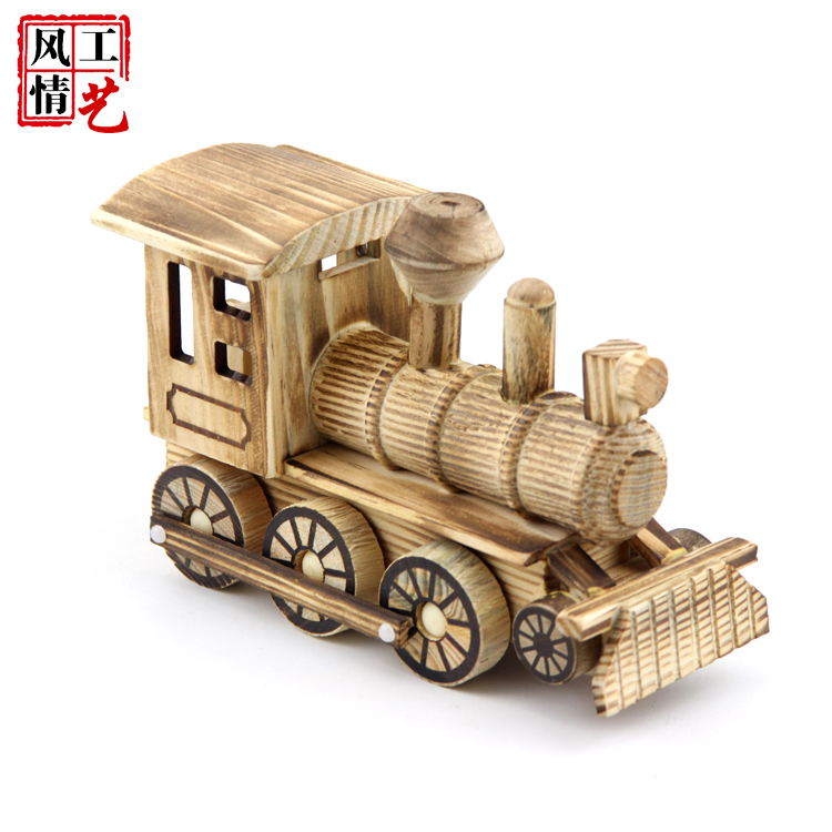 批发天然木制工艺摆件创意礼品儿童玩具木制火车头家居摆件工艺品