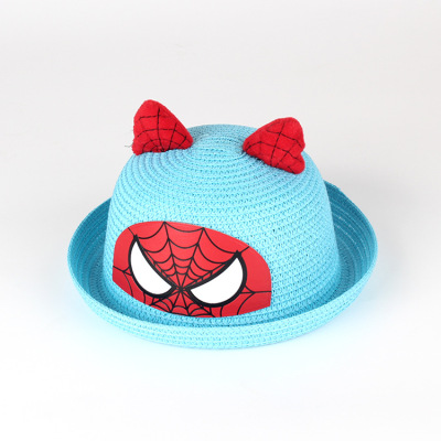 Summer new children's straw hat 1-3 year old girl suntan hat tide boy spider man straw hat MZ2544.