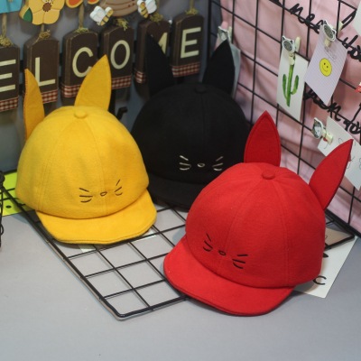 A new Korean version of the children's fur dovetail cat cap, the men's and women's baby hat cartoon cat ear modeling hats