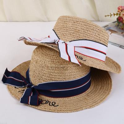  new straw hat naval wind sun protection double color splice wide along the flat edge single silk braid hat.