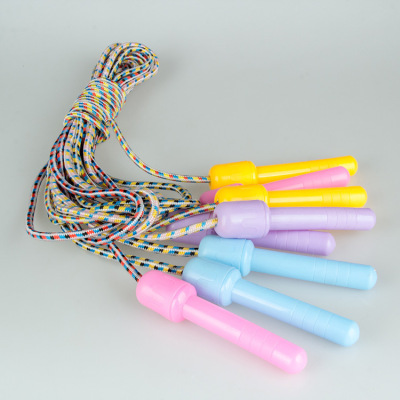 Manufacturers direct selling plastic handle cotton rubber jump rope outdoor leisure and fitness sports equipment students have rope a piece of hair.
