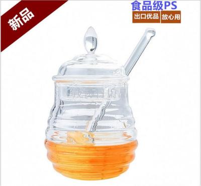 New Transparent Food with Stirring Rod Honey Pot a Bottle of Honey Seasoning Juice Bottle 245Ml Export Premium