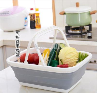 Multifunctional Plastic Foldable Basket Can Hold Clothes and Snacks Bathroom Storage Basket