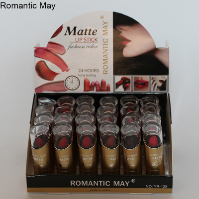 Romantic May Nano Gold Moisturizing 12-Color Matte Gold Lipstick Lasting No Makeup Retro Red Non-Stick Cup