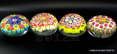 The glass thousand flower ball craft handmade glass thousand flowers household decoration paperweight for the Buddha.
