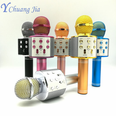 Hot style mobile phone wireless bluetooth ws-858k song microphone sing bar live microphone audio factory direct sales
