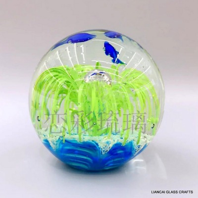 Glass handicraft crystal glass ball luminous flower ball home decoration.