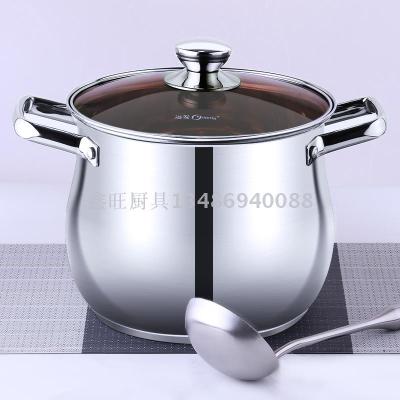 Stainless steel soup pot with double ears, bottom with multiply layers.