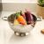 Stainless steel high-foot fruit basket washing rice sieve double handle multi-function wash basin.