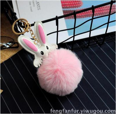New creative animal model key chain hang a cute little rabbit hair piece