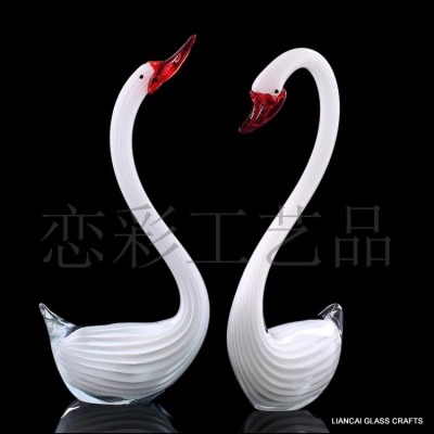 Home decoration bridal chamber furnishings wedding creative gift crystal white pair of couples swans.