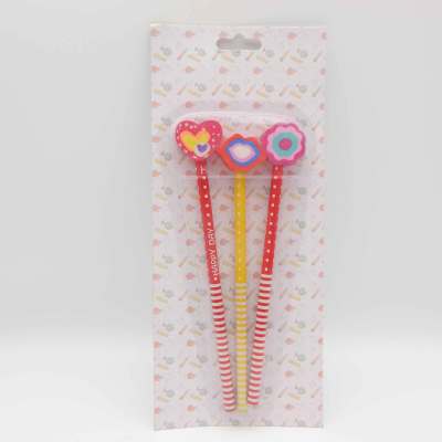Pencil with 3 Girl series shape erasers set