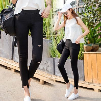 Spring new broken leggings women's nine small feet outside wearing thin stretched pencil pants wholesale manufacturers