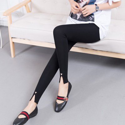Spring new stretch cotton -stretch leggings with a slit at the foot for slimming and leggings