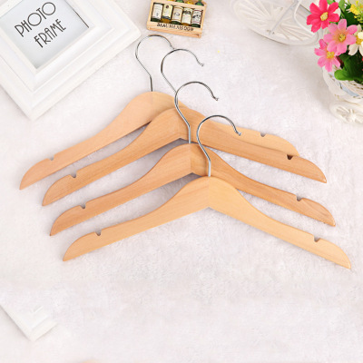 Factory Direct Sales First-Class Solid Wood Hanger Wholesale Wooden Anti-Slip Clothes Rack High-End Children's Solid Wood Rod-Free Hanger