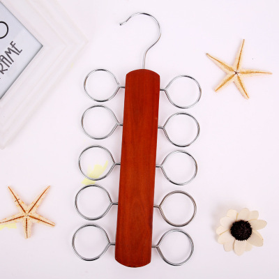 10-Hole Simple Scarf Hanger Wood Style Circle Scarf Rack Scarf Hanger