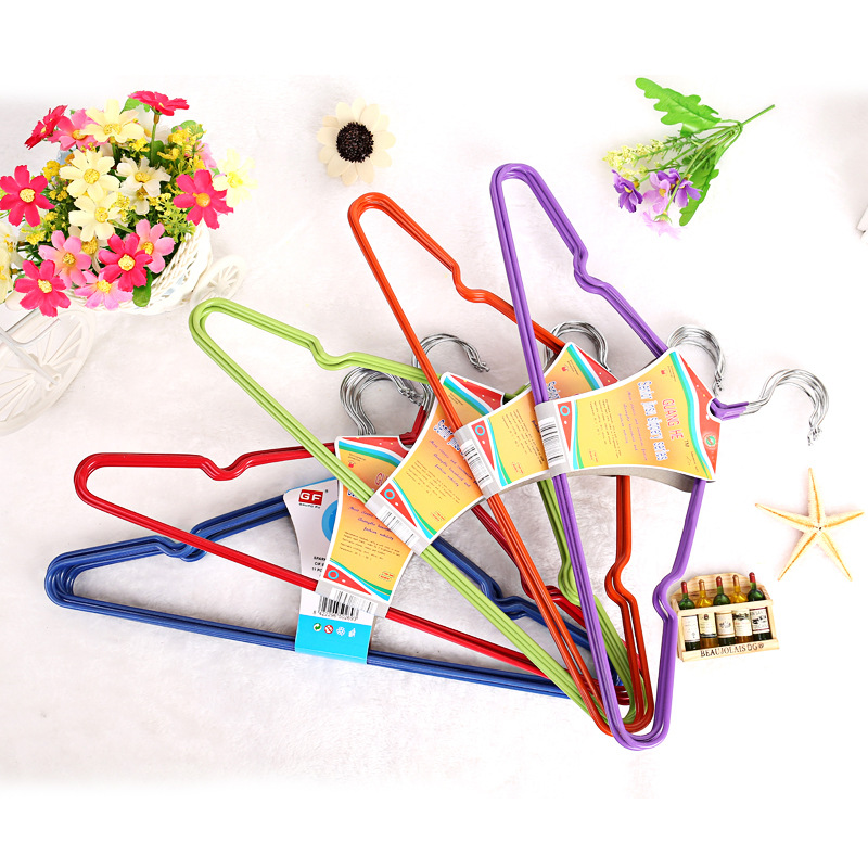 衣架晾晒衣架钢丝浸塑衣架干湿两用衣架带凹槽多功能衣架批发衣架