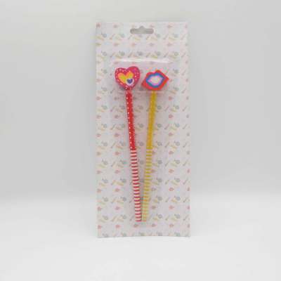 Pencil with 2 Girl series shape erasers set