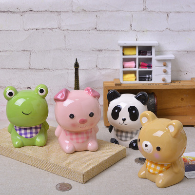Creative children's gift cartoon small animal ceramic piggy bank can be used in the home crafts.