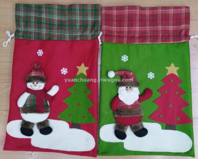 Christmas bags decorated with Christmas bags the snowman pulled a string on both sides of the gift back bag