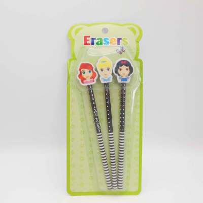 3 pencil with Princess pattern Thermal transfer erasers set