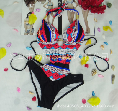 One-piece swimsuit euro size boho exclusive hot style vintage print women's bikini