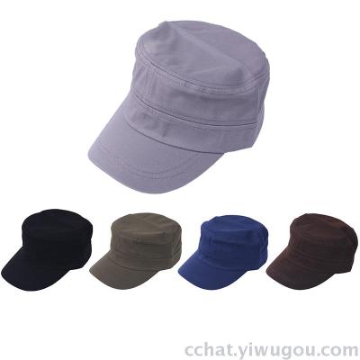 Korean Style Summer Casual Versatile Cotton Solid Color Sun-Proof Military Cap