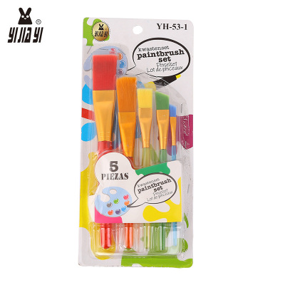 Factory direct sales of five children's color brush set DIY art watercolor pen nylon water powder paint brush
