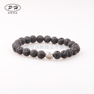 Natural 8mm volcanic stone bracelet.