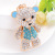 New cute pink dress bear key chain manufacturers direct metal point diamond key chain