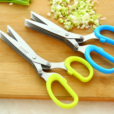Kitchen shallot scissors multi-function stainless steel five-layer scissors paper scissors multi-layer scissors