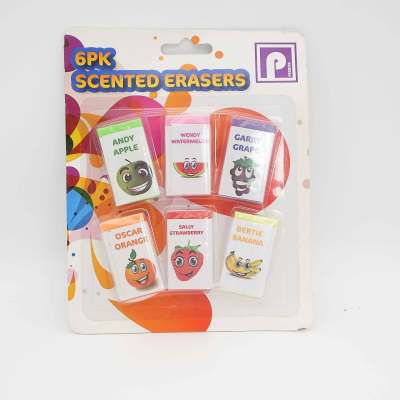 6 colourful fuirt scent series erasers set
