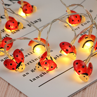 Small colorful lights, star lights, DIY hand-made creative ladybug decoration room, dormitory battery decorative lights